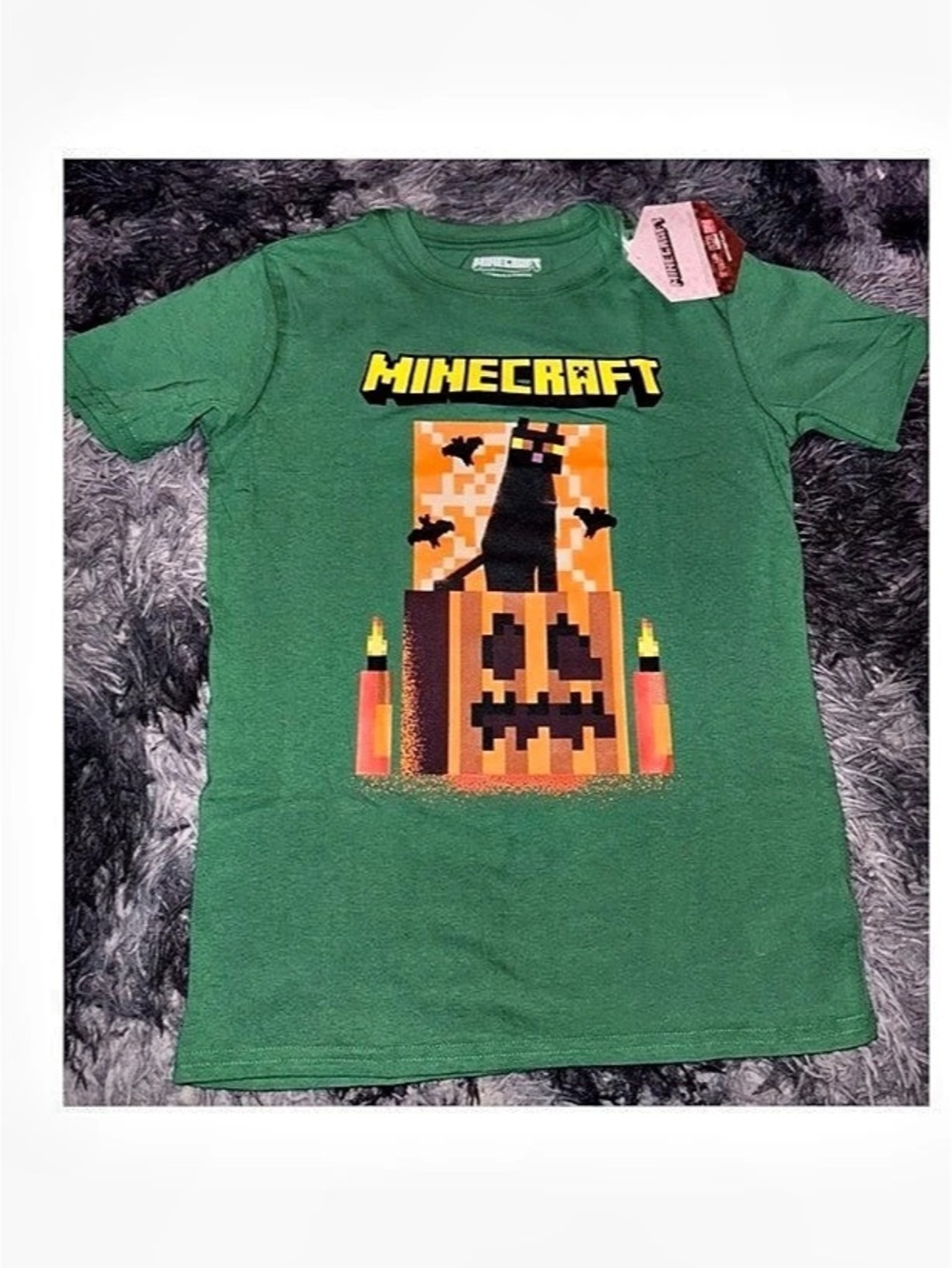 Minecraft Boys Minecraft Halloween Black Cat and Bats Logo Graphic T-Shirt Boys